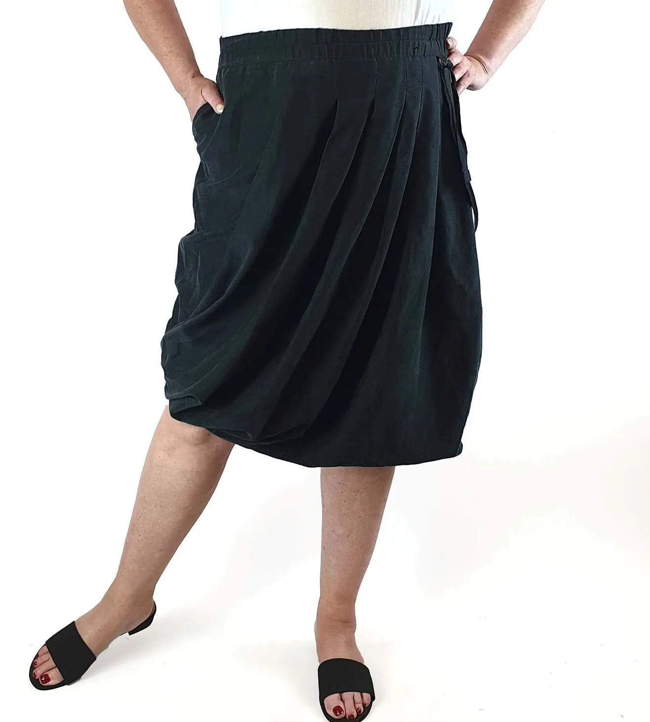 Sohn Black tencel-linen mix unique twist front skirt size 4 (best fits size 16)