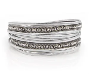 Sparkly Metallic Silver Double Wrap Bracelet