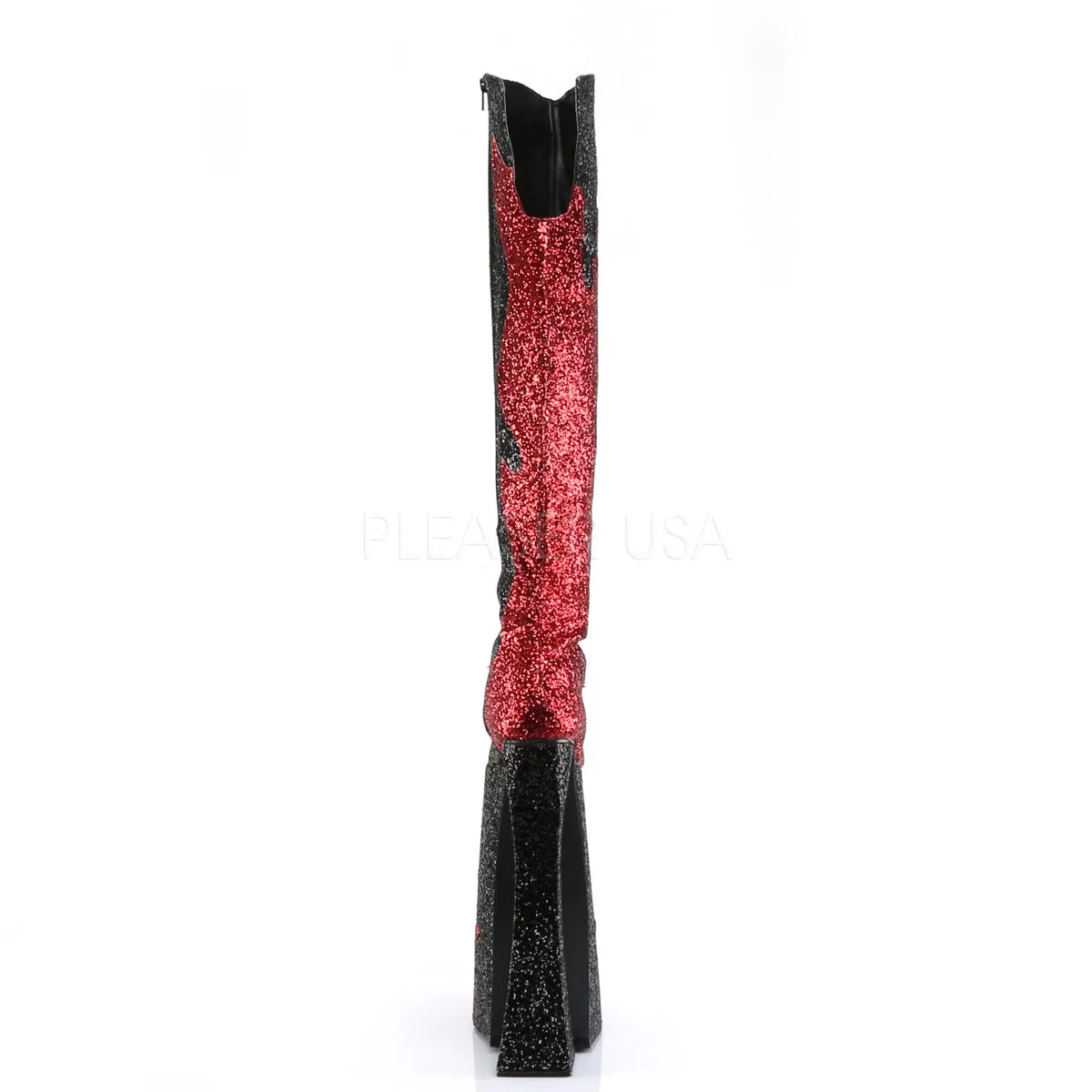 SPLASHY-3020  Red Patent-Black Glitter