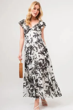 Spring Style: And The Why Ruffled Sleeve Tiered Floral Print Maxi Dress