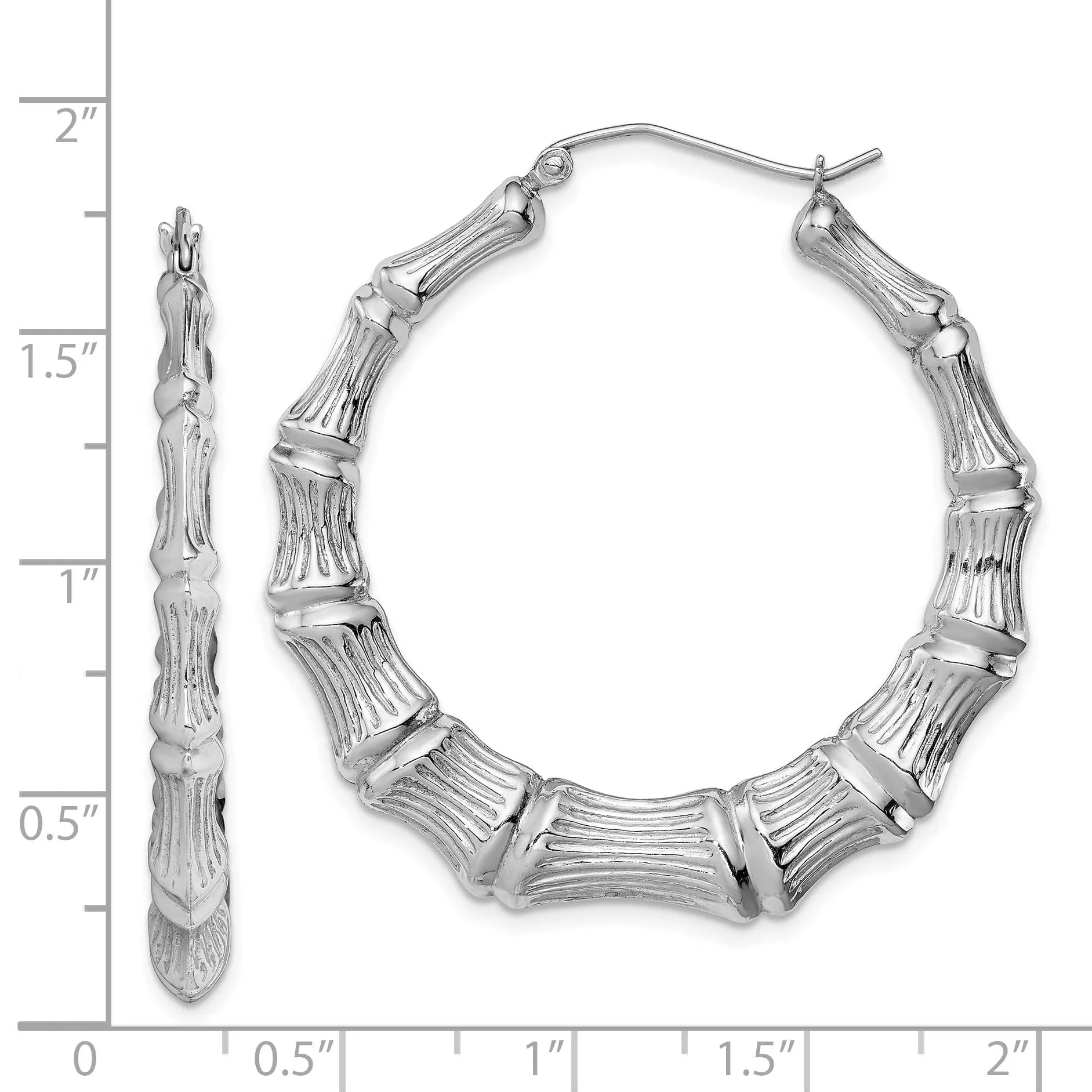 Sterling Silver Bamboo Hoop Earrings