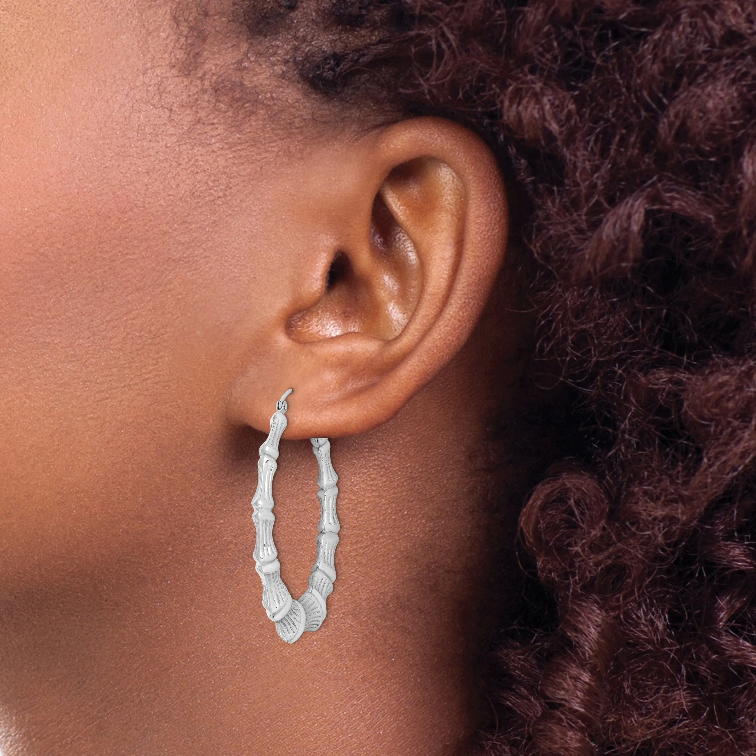 Sterling Silver Bamboo Hoop Earrings