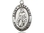 Sterling Silver St Peregrine Pendant (3/4") with18" chain