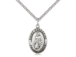 Sterling Silver St Peregrine Pendant (3/4") with18" chain