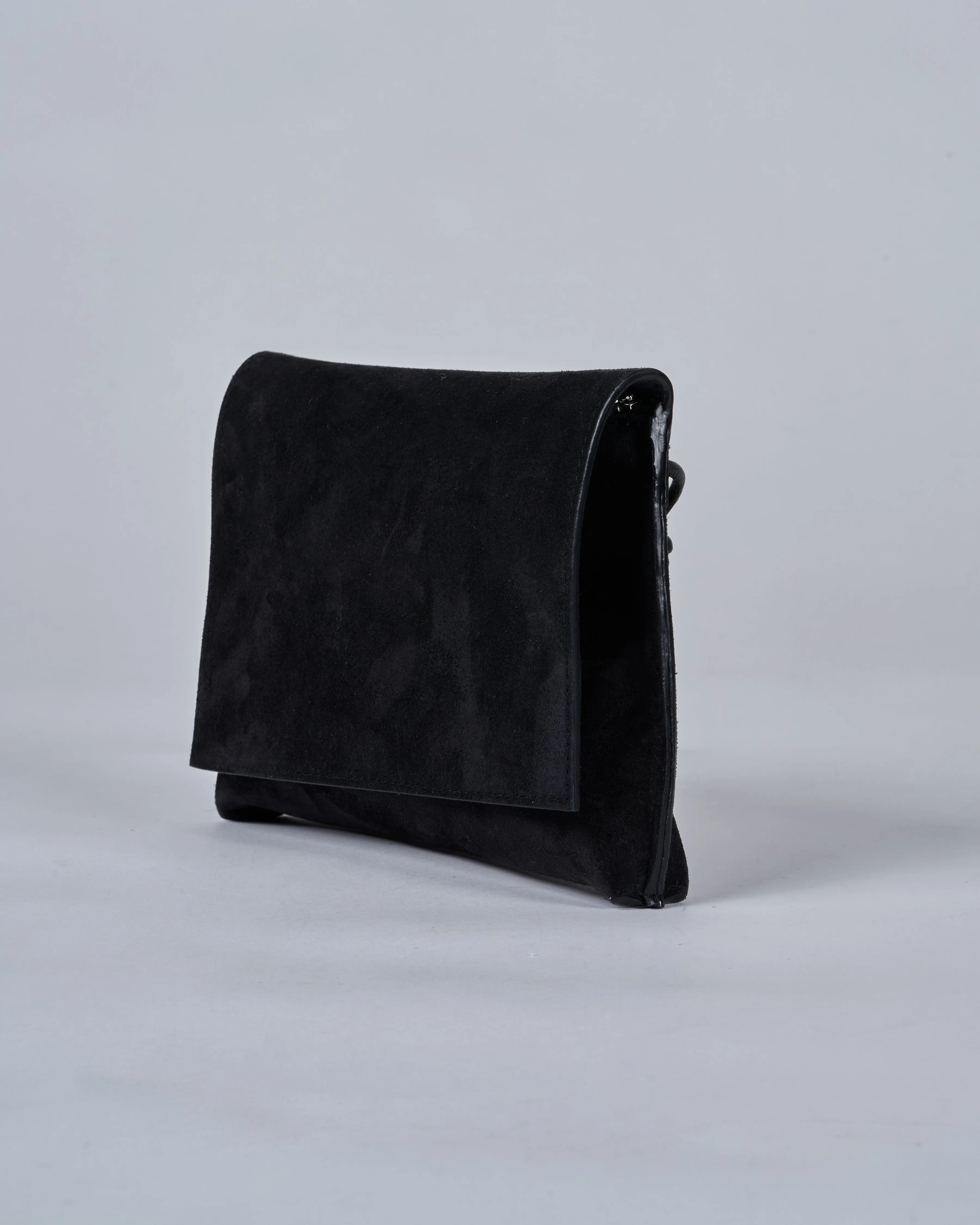 strappy foldover - black suede