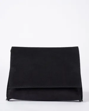 strappy foldover - black suede