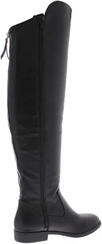 Style & Co. Women's Shoes Hayley Almond Toe Over Knee, Black Leather, Size 5.5