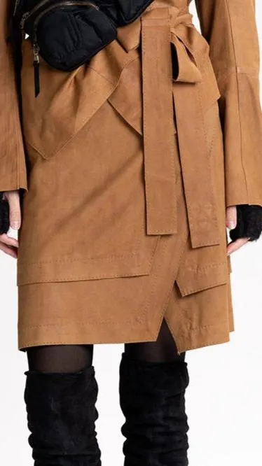 Suede Paneled Skirt