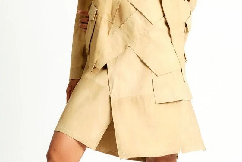 Suede Paneled Skirt