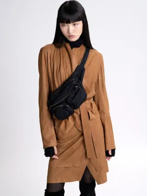 Suede Paneled Skirt
