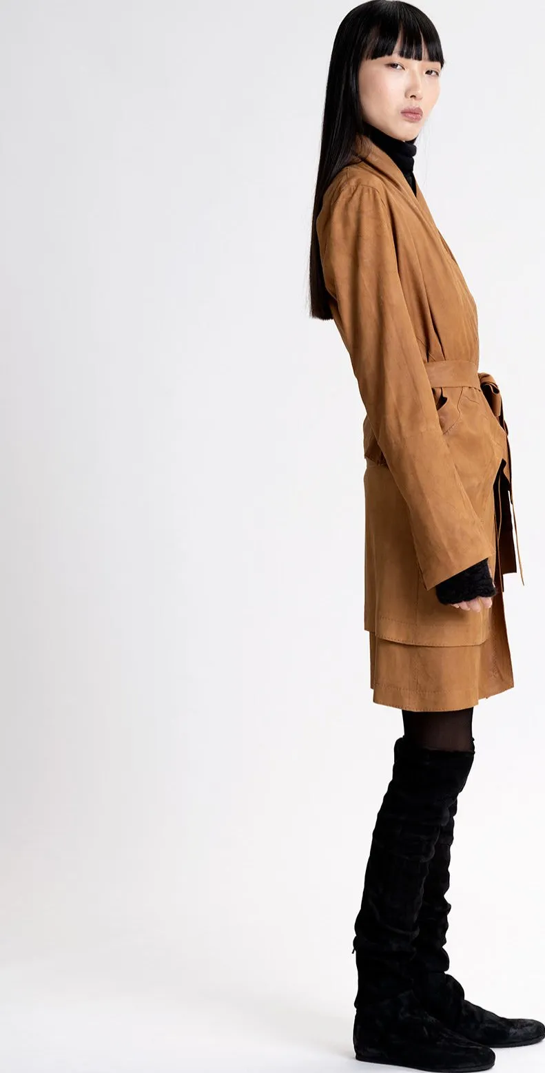 Suede Paneled Skirt
