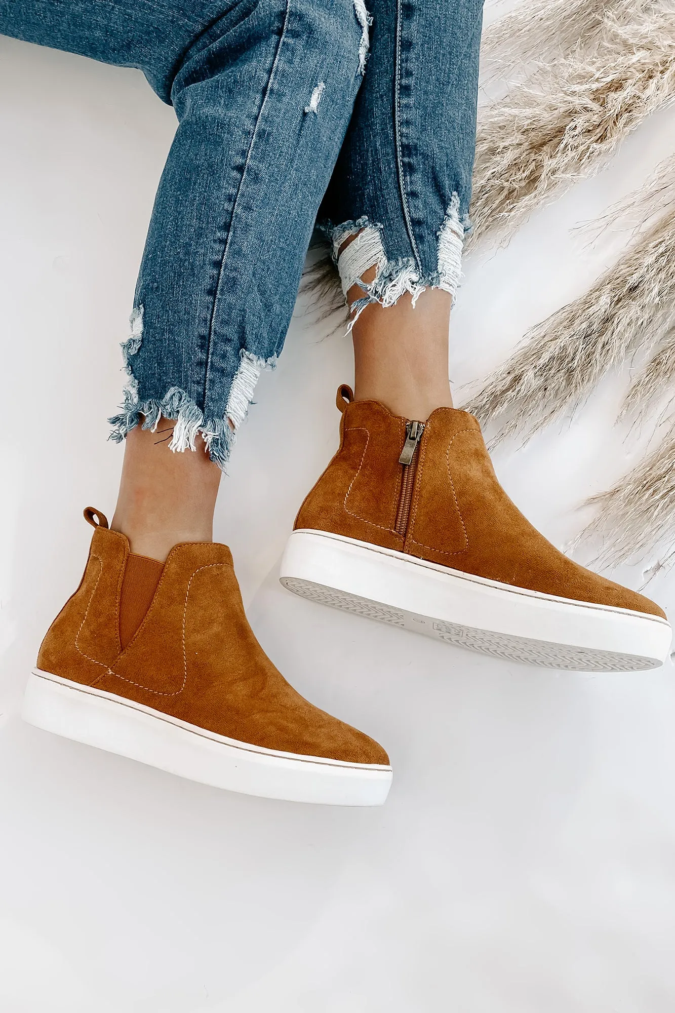 Suede Sweetie Faux Suede High Top Sneakers (Camel)