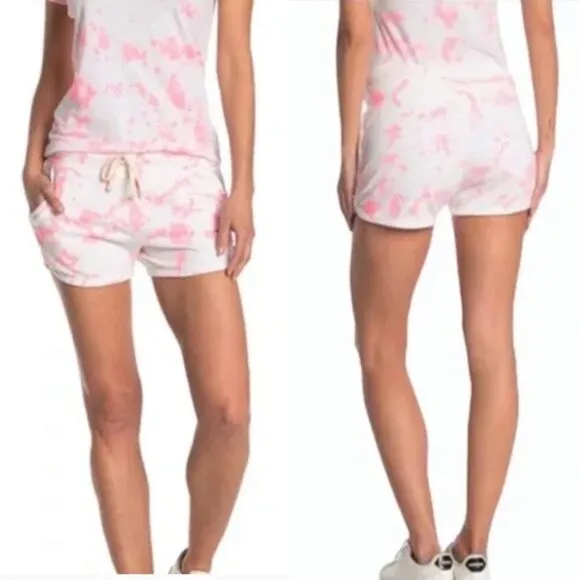 Sundry Women's NWT Pink Tie Dye Terry Drawstring High Rise Sweat Shorts Medium