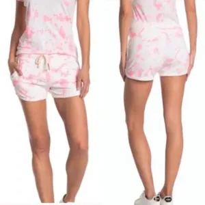 Sundry Women's NWT Pink Tie Dye Terry Drawstring High Rise Sweat Shorts Medium