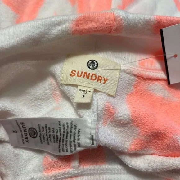 Sundry Women's NWT Pink Tie Dye Terry Drawstring High Rise Sweat Shorts Medium