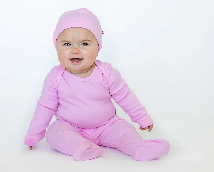Super-Soft Organic Cotton Baby Rib Beanie Hat| Bright Light Pink