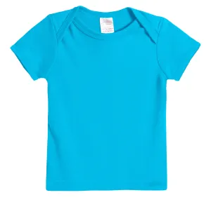 Super-Soft Organic Cotton Baby Rib Short Sleeve Lap Tee| Turquoise