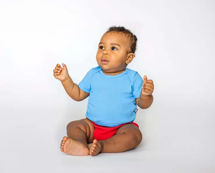 Super-Soft Organic Cotton Baby Rib Short Sleeve Lap Tee| Turquoise