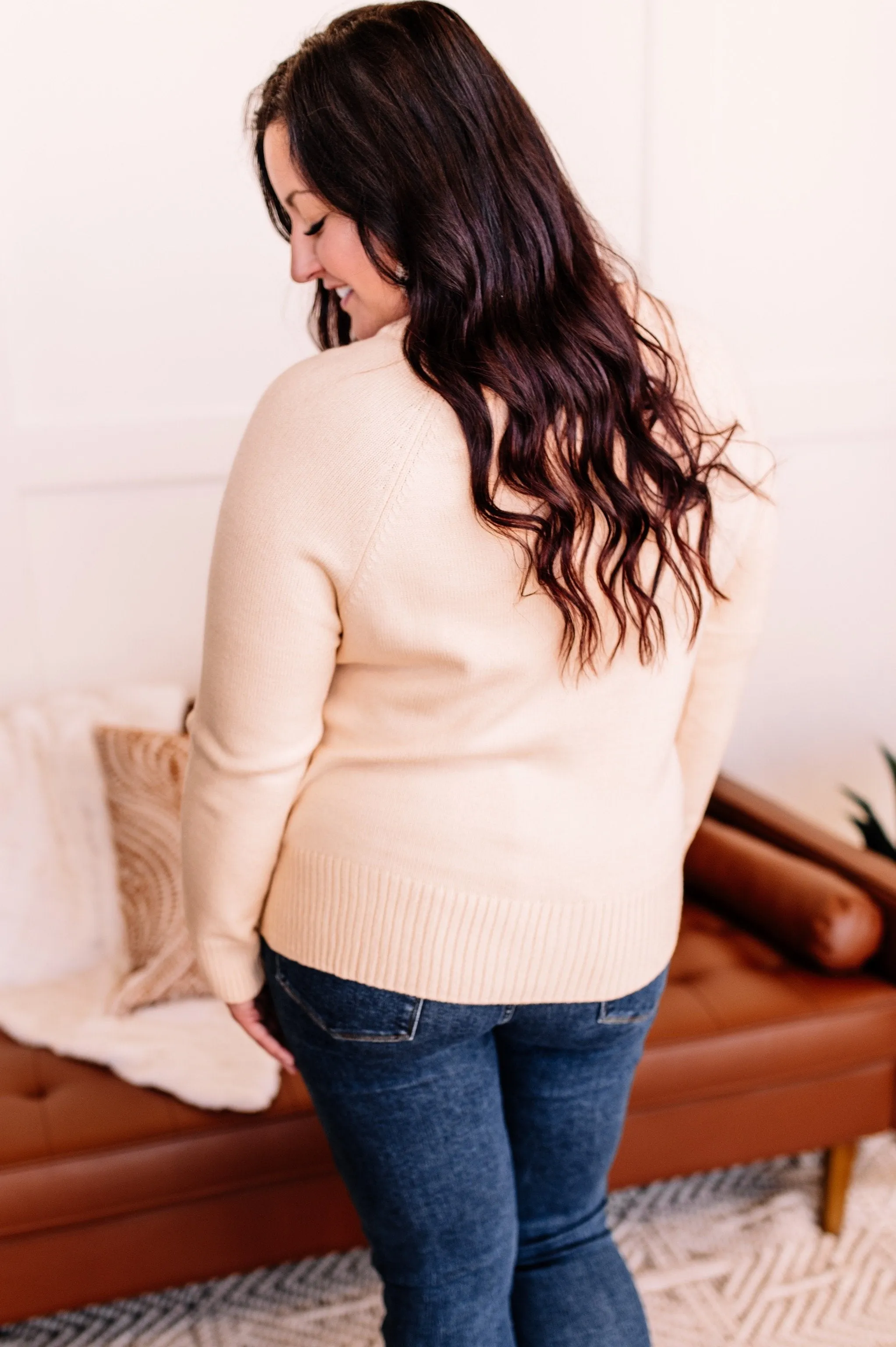 Take A Knit Sweater with Button Detail In Cream