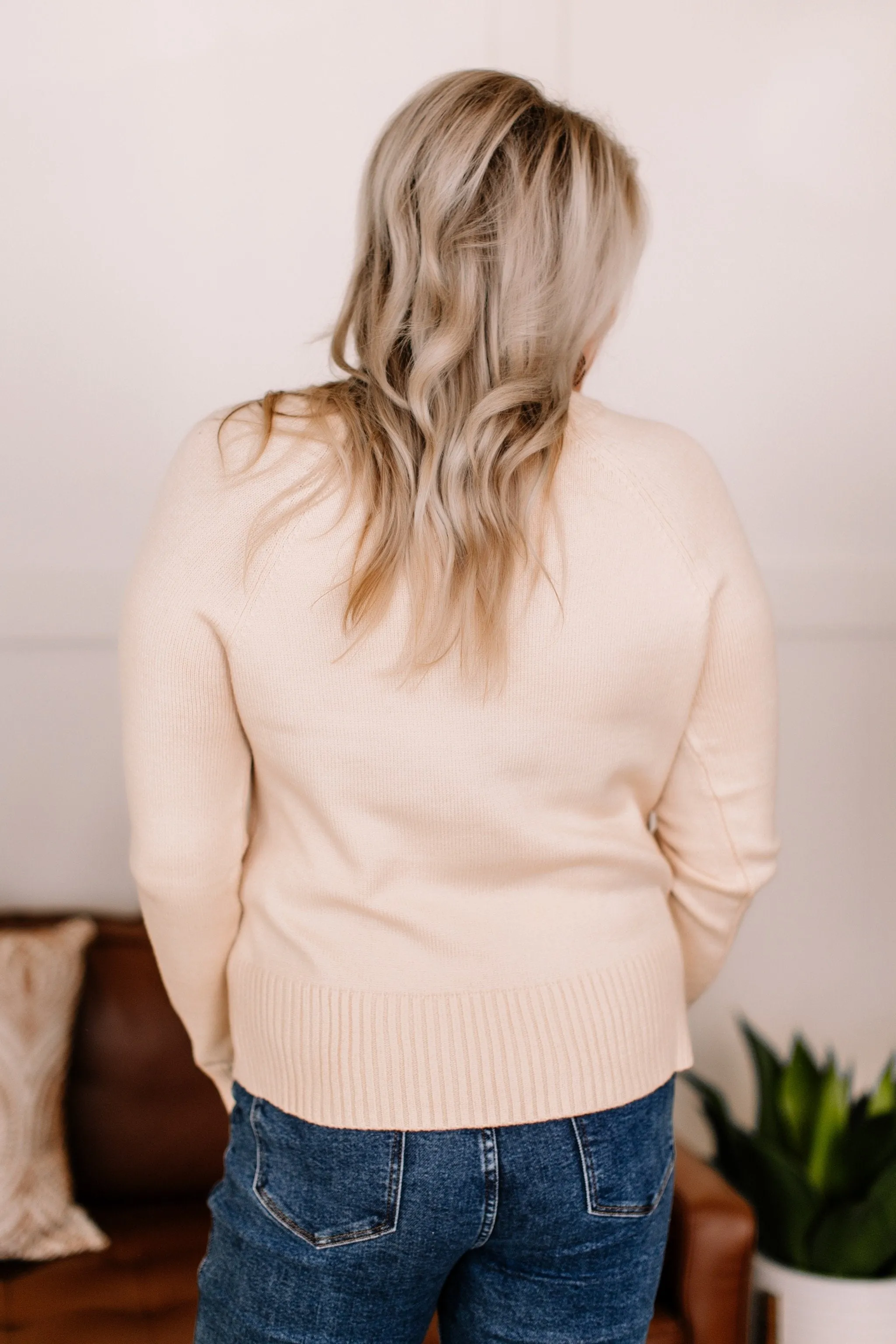 Take A Knit Sweater with Button Detail In Cream