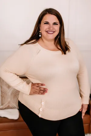 Take A Knit Sweater with Button Detail In Cream
