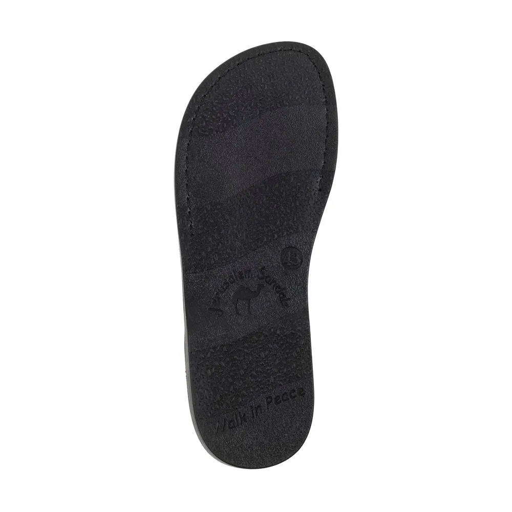 The Good Shepherd Buckle - Leather Toe Loop Sandal | Black