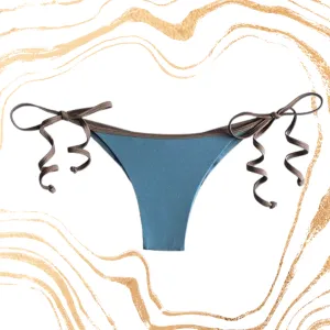 The Harlow Cheeky String Bikini Bottom in Smokey Blue