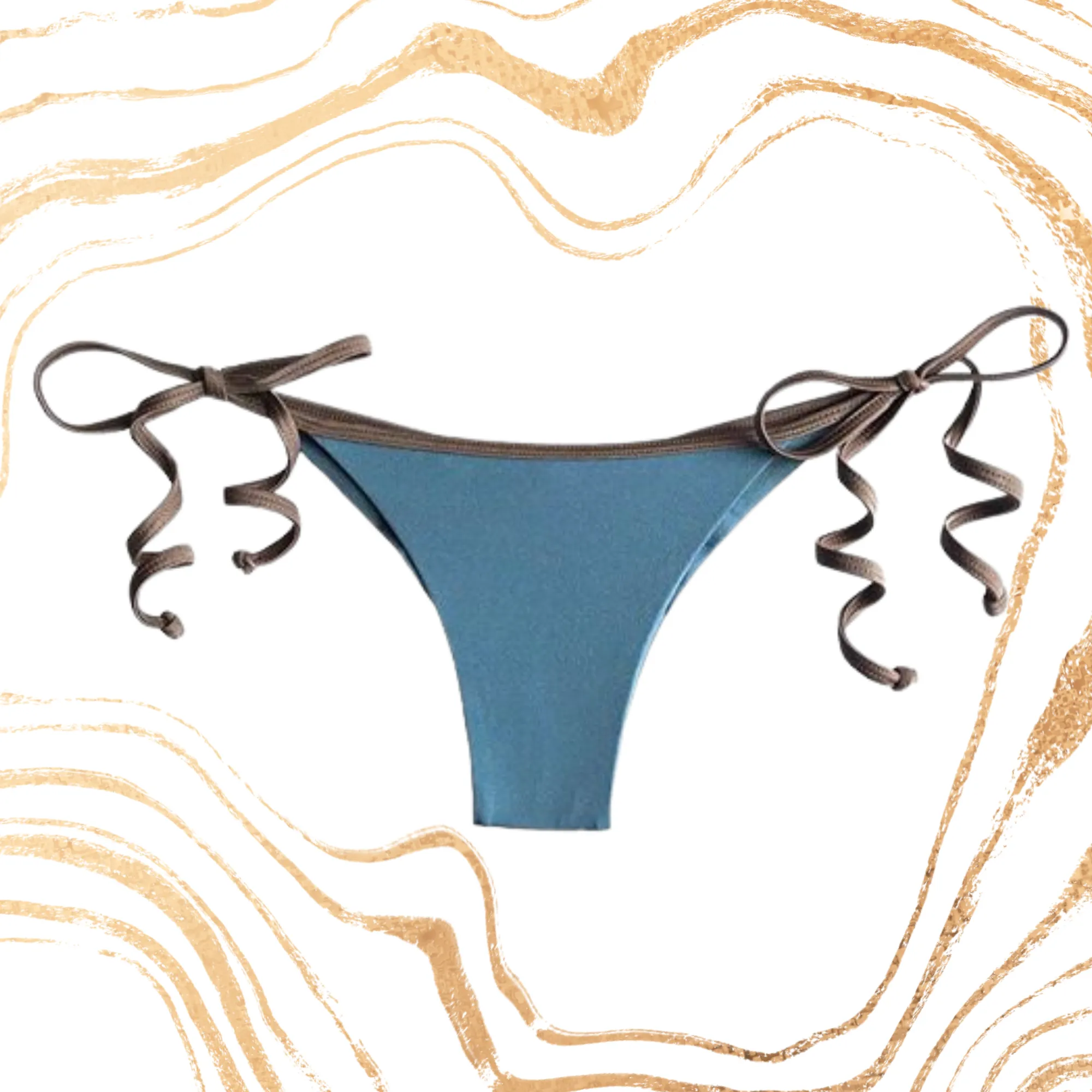 The Harlow Cheeky String Bikini Bottom in Smokey Blue