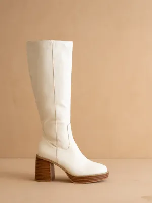The Juniper | White Platform Knee-High Boots