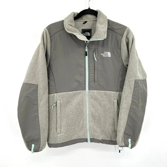 THE NORTH FACE Women's Gray Light Blue Fleece Full Zip Cozy Jacket Size Small