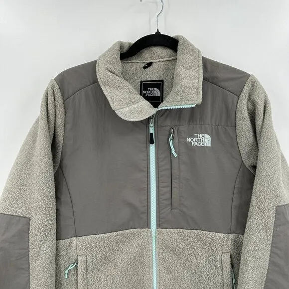 THE NORTH FACE Women's Gray Light Blue Fleece Full Zip Cozy Jacket Size Small