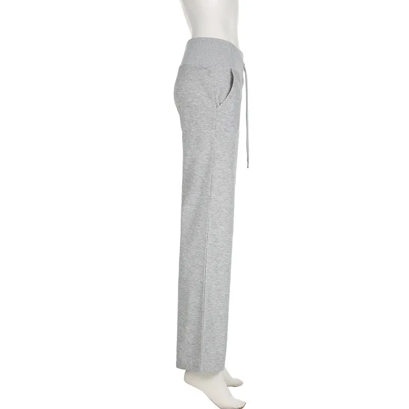 Tied Waist Wide Leg Sweat Pants