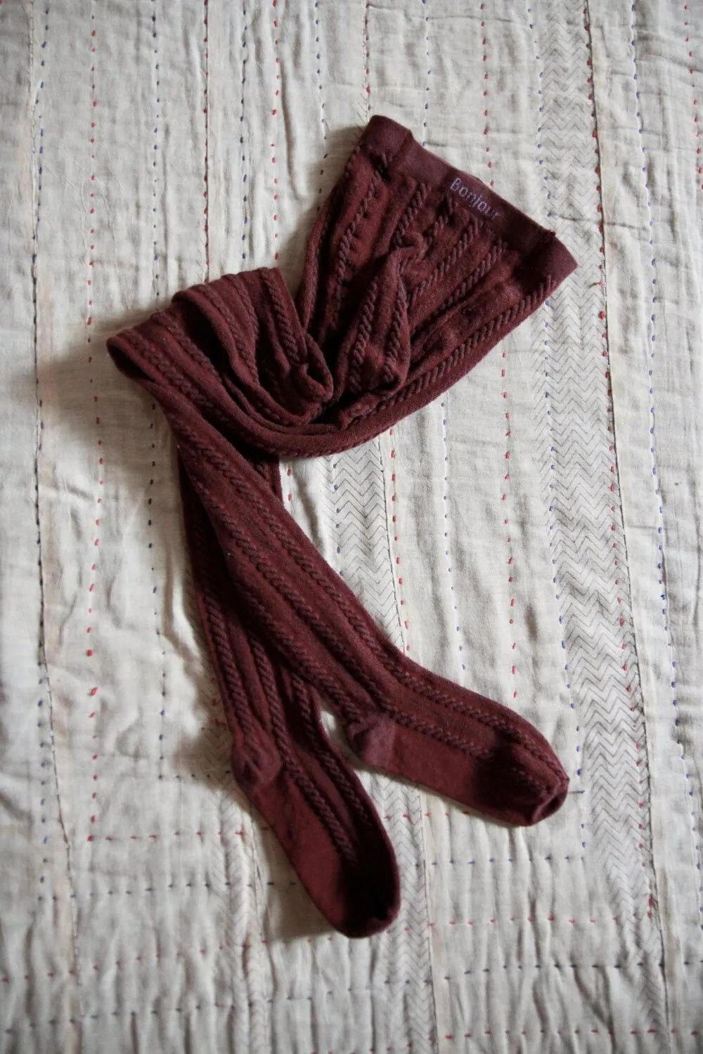 Tights Torsade in Wine by Bonjour