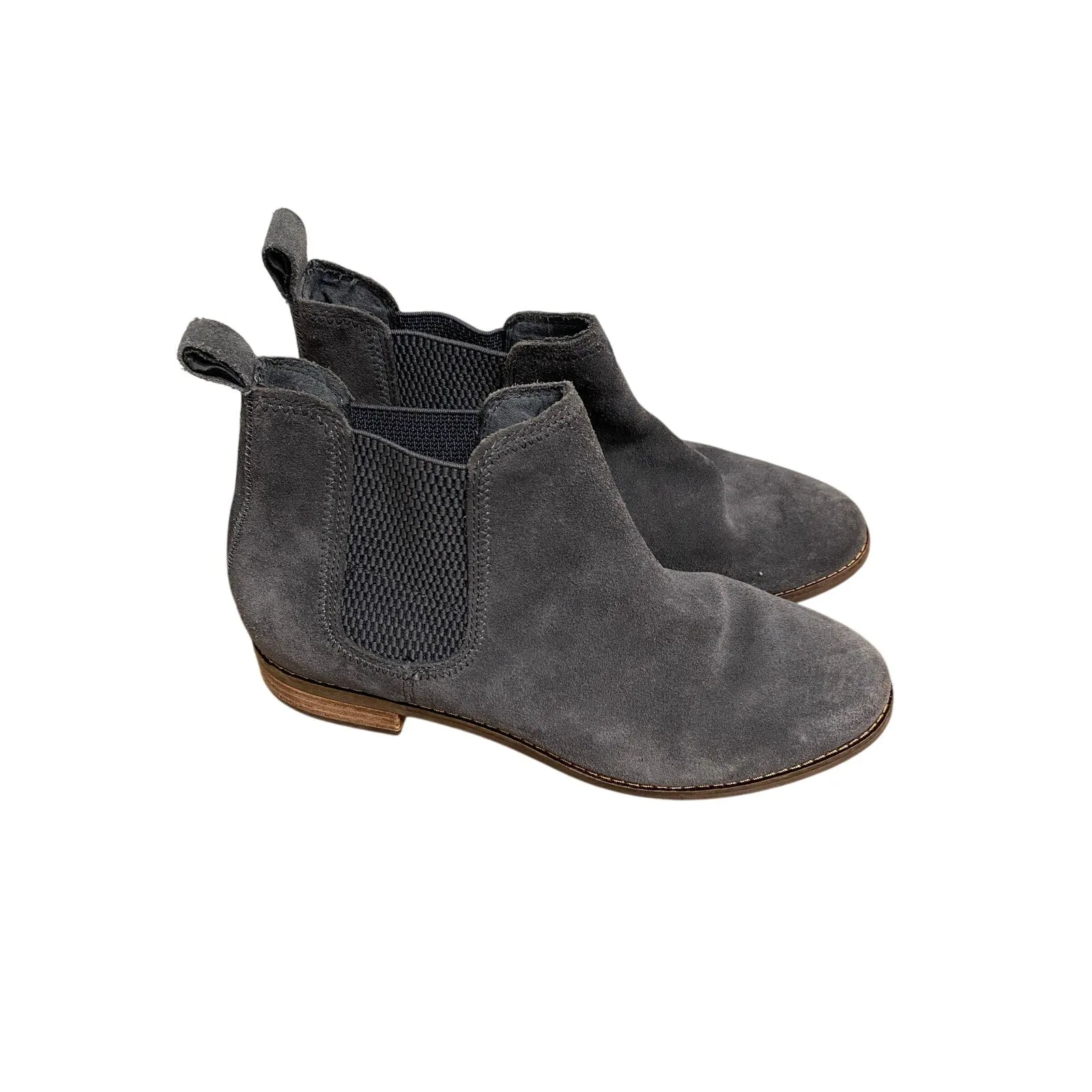 Tom's Gray Suede Pull On Booties  Sz 7.5