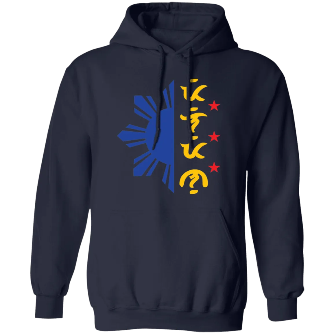 Tricolor Filipino in Baybayin Script Half Sun Unisex Pullover Hoodie