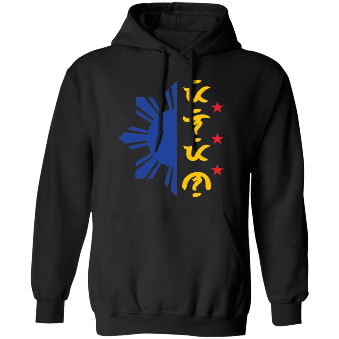 Tricolor Filipino in Baybayin Script Half Sun Unisex Pullover Hoodie