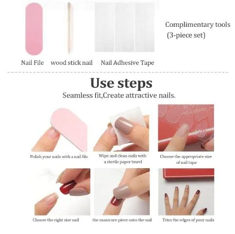 Vembley Set of 24 Artificial Reusable Nails In Pink Ombre Design With Glue