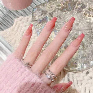 Vembley Set of 24 Artificial Reusable Nails In Pink Ombre Design With Glue