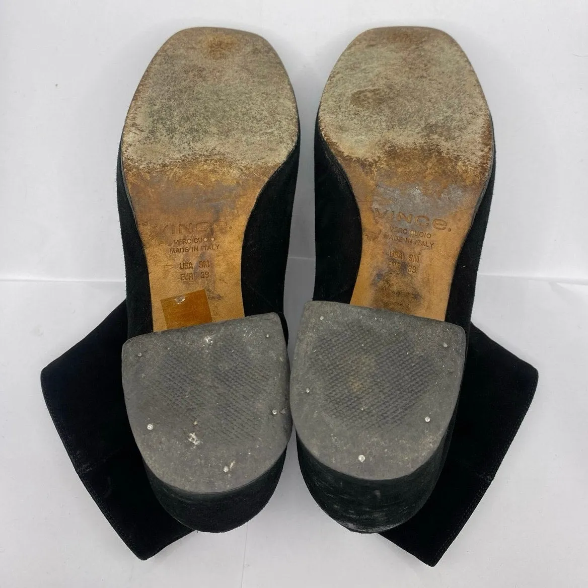 Vince Black Suede Heeled Ankle Boots Sz 9