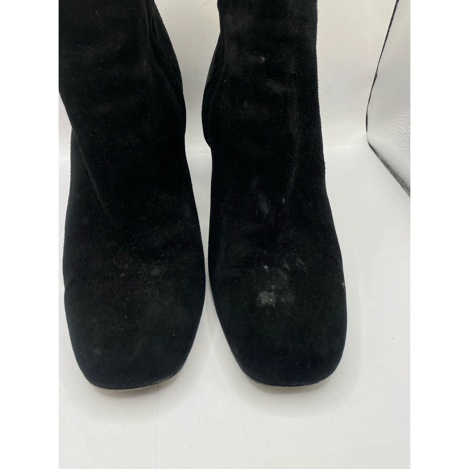 Vince Black Suede Heeled Ankle Boots Sz 9