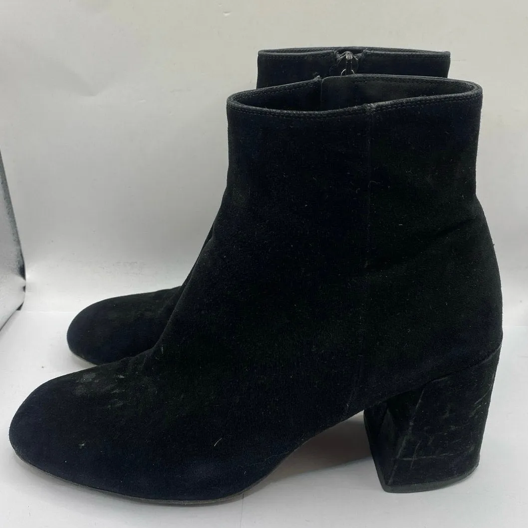 Vince Black Suede Heeled Ankle Boots Sz 9