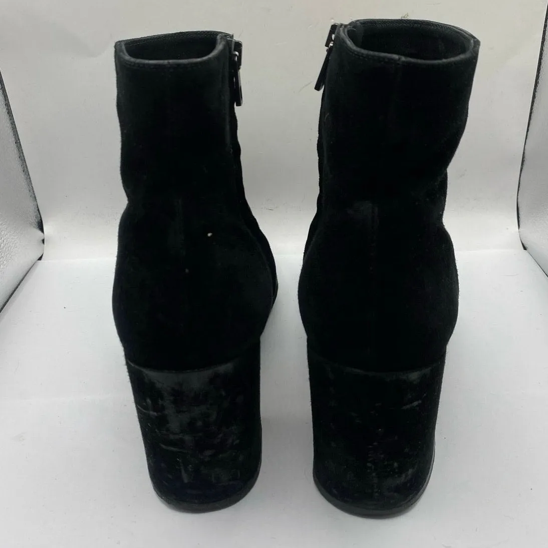 Vince Black Suede Heeled Ankle Boots Sz 9