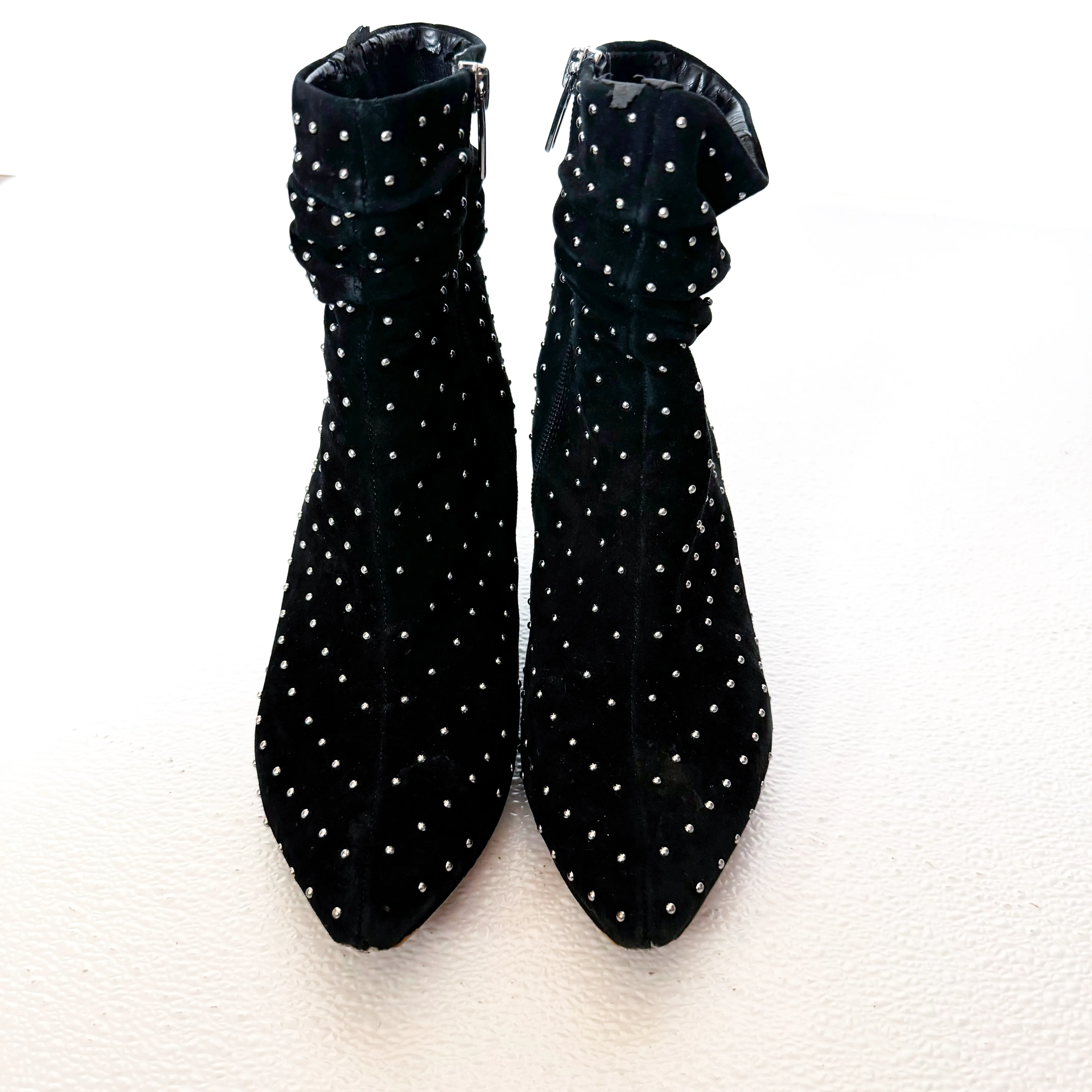 Vince Camuto Black Suede Studded Kitten Heel Bootie