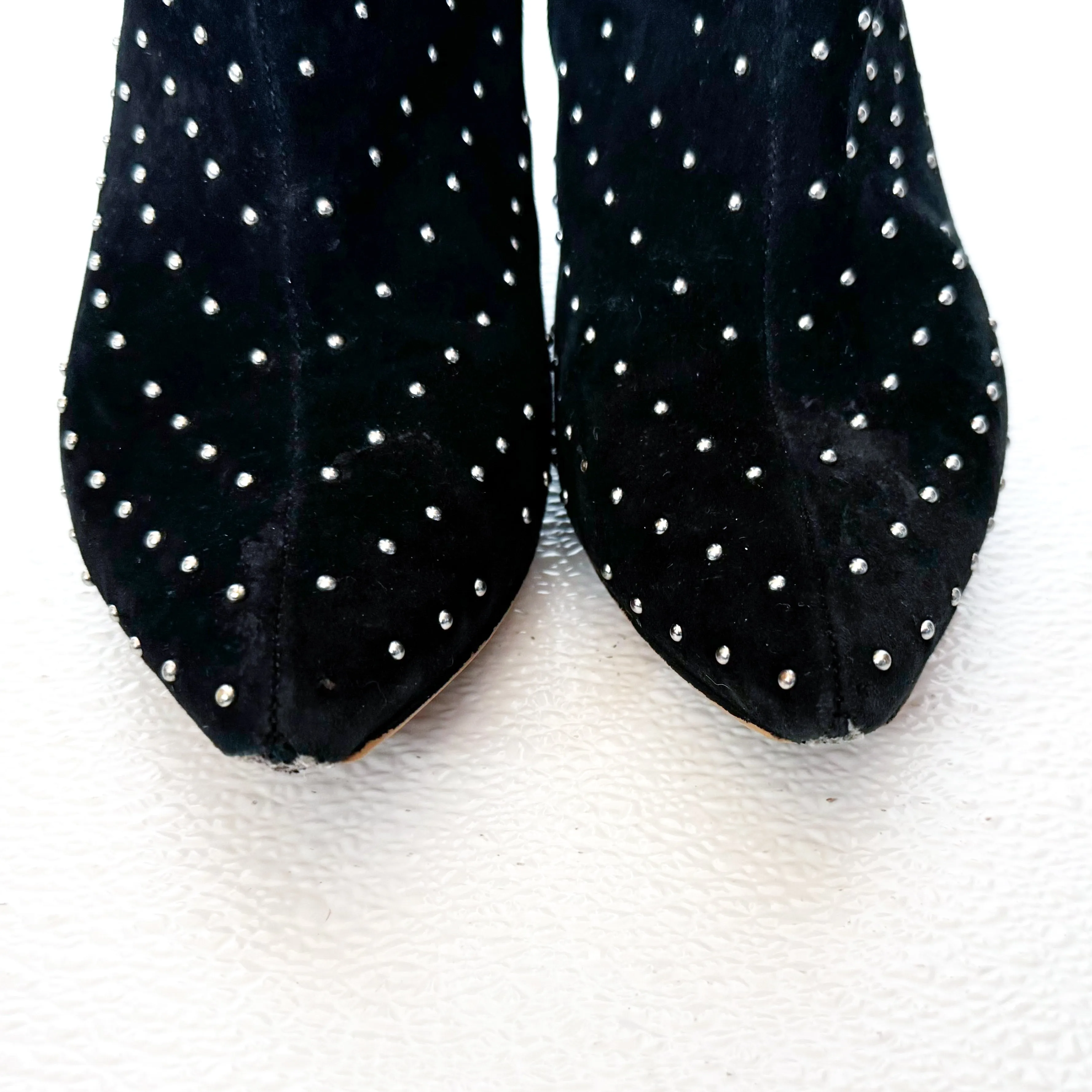 Vince Camuto Black Suede Studded Kitten Heel Bootie