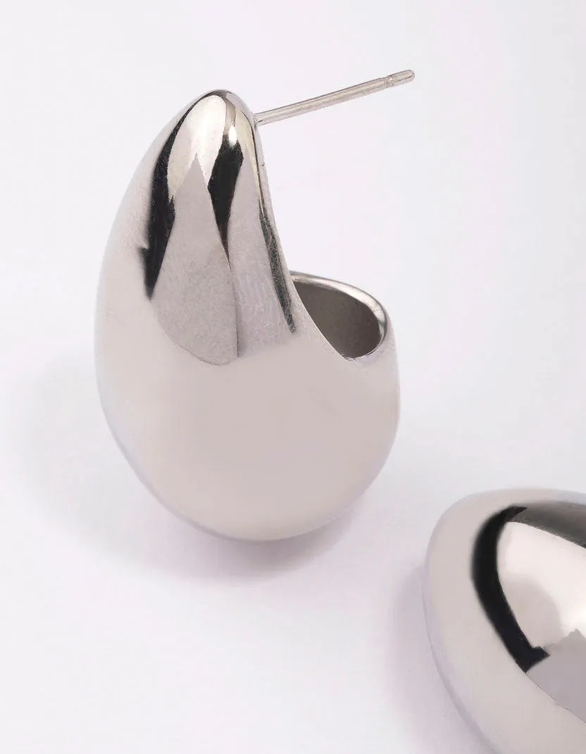 Waterproof Stainless Steel Large Teardrop Earrings