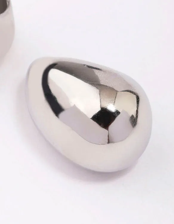 Waterproof Stainless Steel Large Teardrop Earrings