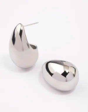 Waterproof Stainless Steel Large Teardrop Earrings