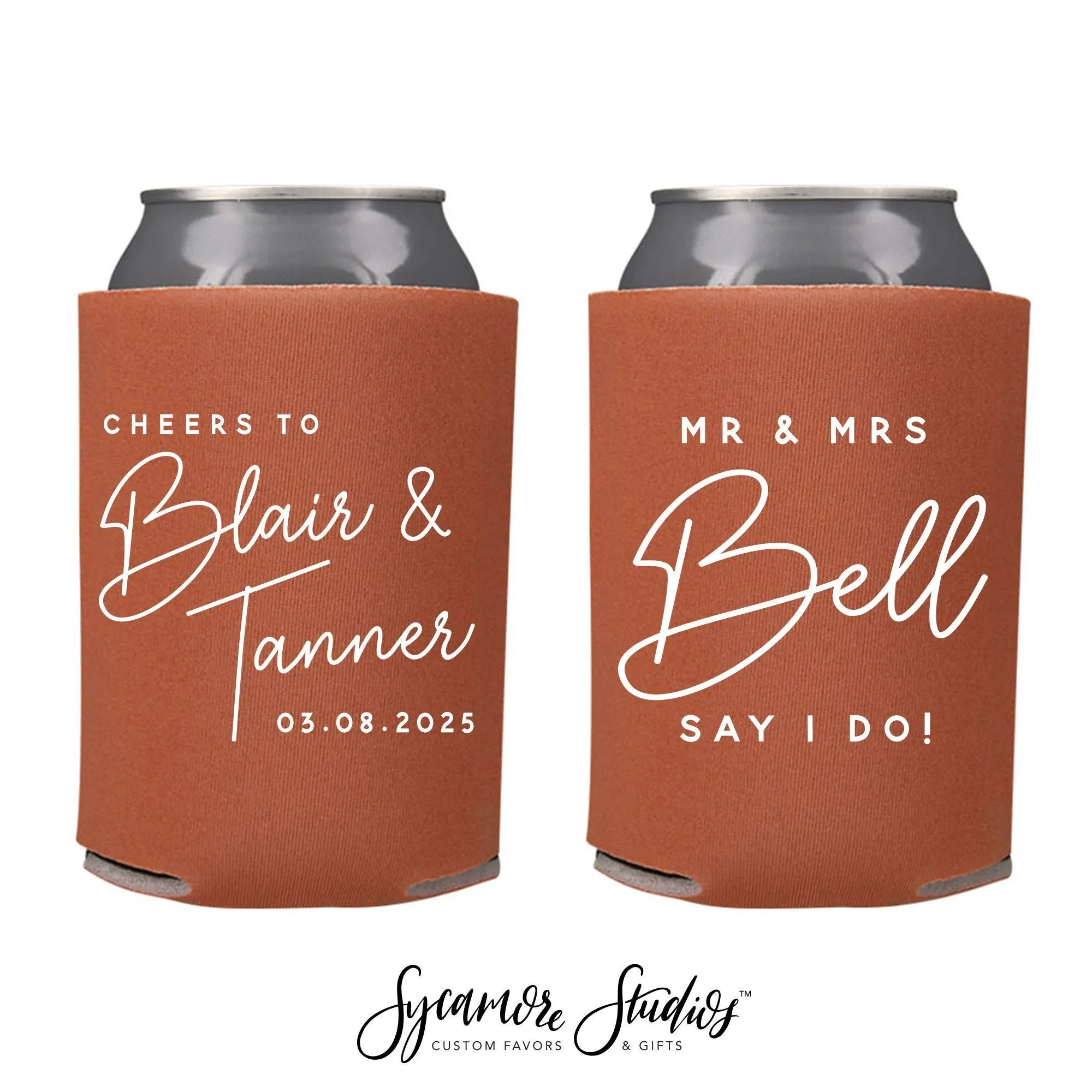 Wedding Can Cooler #162R - Cheers To