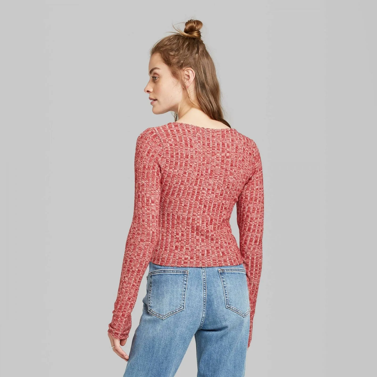 Wild Fable Women's Long Sleeve Scoop Neck Cozy Henley Top
