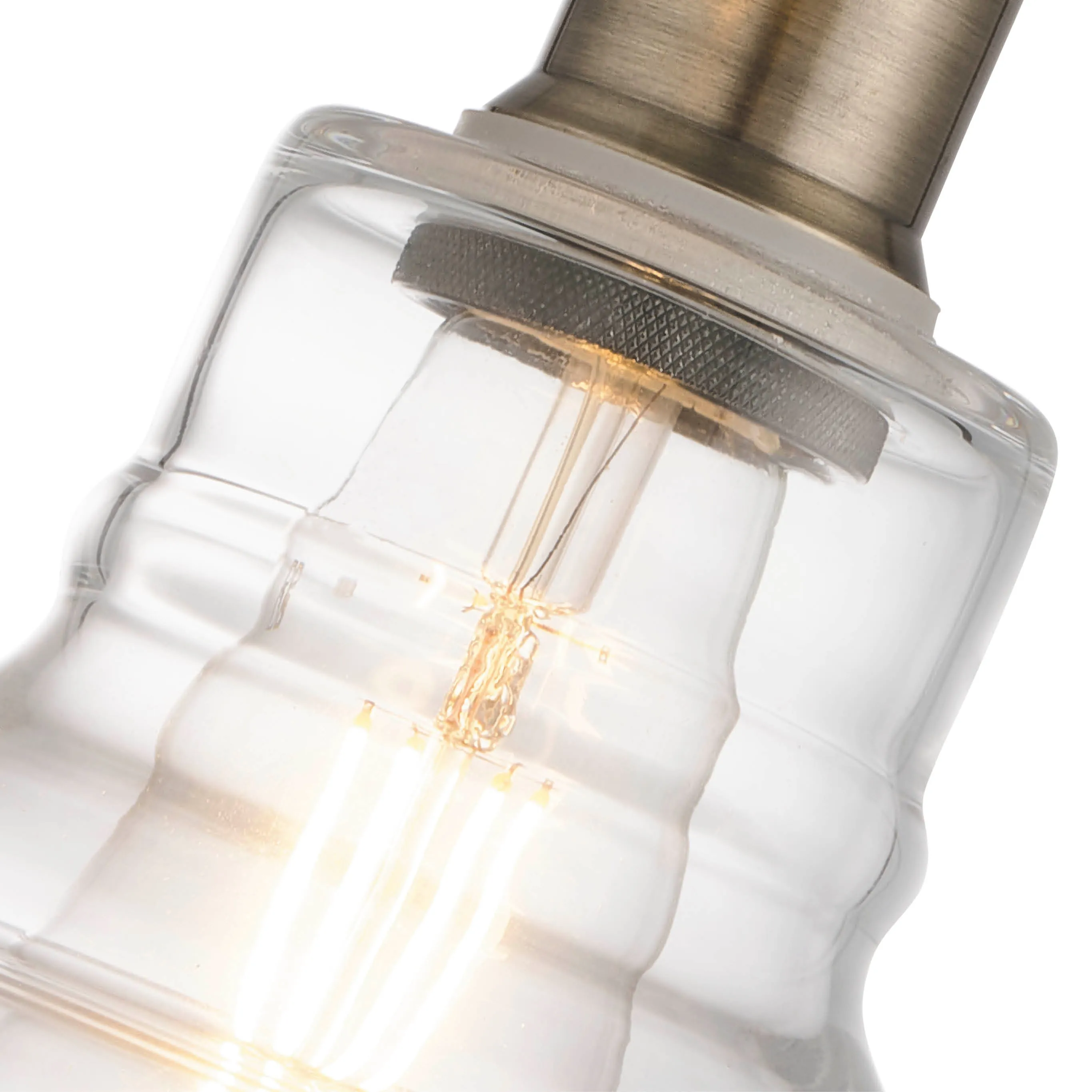 Witton Modern Glass Pendant Antique Brass Ceiling Light 28Cm
